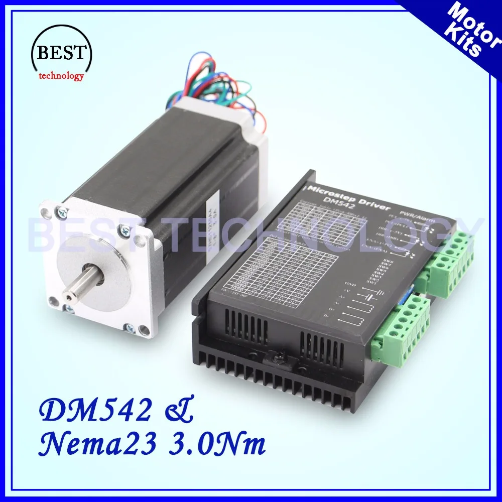 

Nema 23 stepper motor kit 57x112mm motor 3 A 3.0 Nm 420Oz-in & DM542 M542 1.0-4.2A DC 24-50v Microstep 256 for engraving CNC