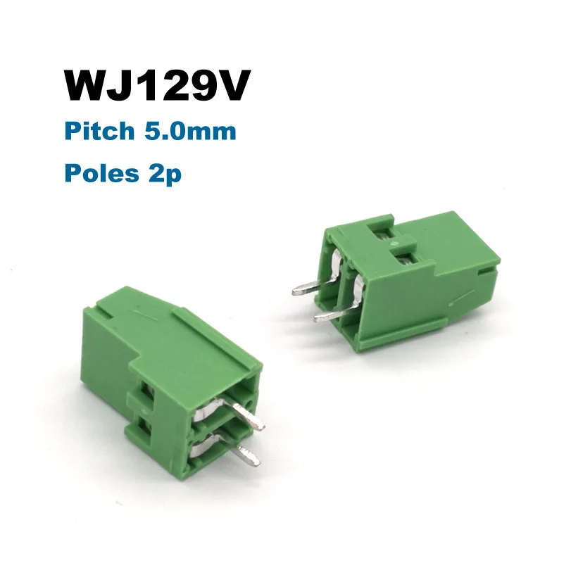 Pitch 5.0mm Screw PCB Terminal Block Connector Straight Pin 2P 3P 5mm WJ129V  Bornier Wire Cable Morsettiera  300V 20A 30/50Pcs