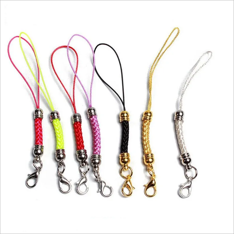 20pcs/lot Mobile Phone Strap/Chain Braided Nylon Rope With Lobster Clasp Lariat Lanyard Cord DIY Jewelry Findings Z197