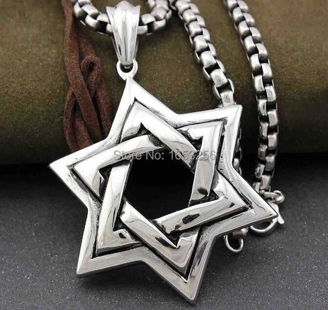 5pcs Wholesale  Large 48mm Biker Casting Religious star of David  Pendant stainless steel jewelry without chain