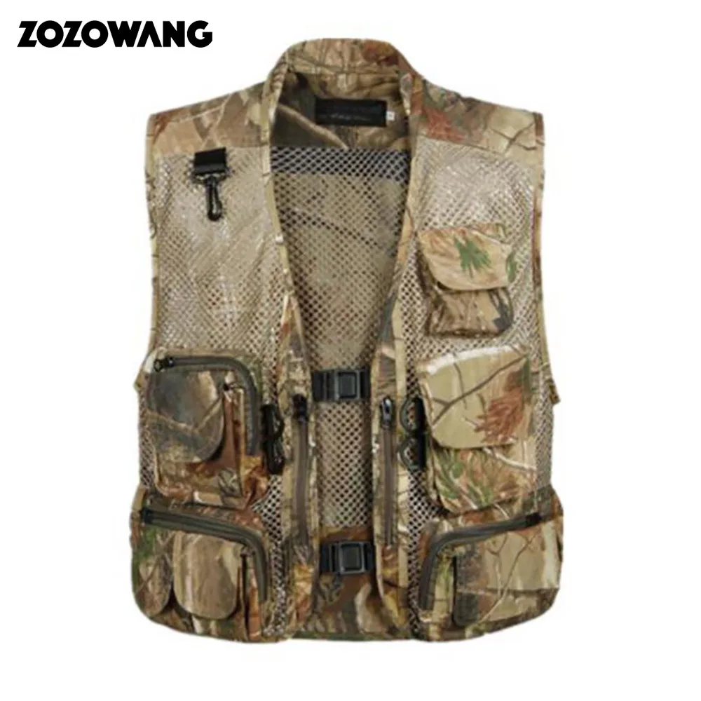 

ZOZOWANG Summer Outdoors Tactical Camouflage Mesh Vest Men Breathable Multi Pockets Vest Shooting Waistcoat Sleeveless Jacket