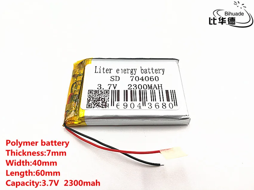 5pcs/lot Good Qulity 3.7V,2300mAH,704060 Polymer lithium ion / Li-ion battery for TOY,POWER BANK,GPS,mp3,mp4