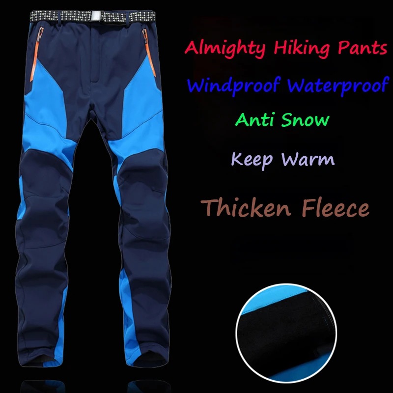 Befusy Men's Winter Inner Fleece Softshell Hiking Pants Outdoor Sports Thick Warm Fishing Trekking Camping Skiing Male Trousers