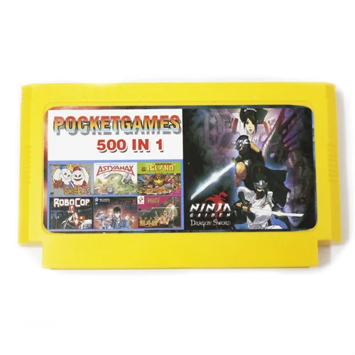Imagen 1 del producto Nueva llegada 500 en 1 juegos de bolsillo en 1 cartucho tarjeta de juego amarilla grande para jugador de juego de 8 bits