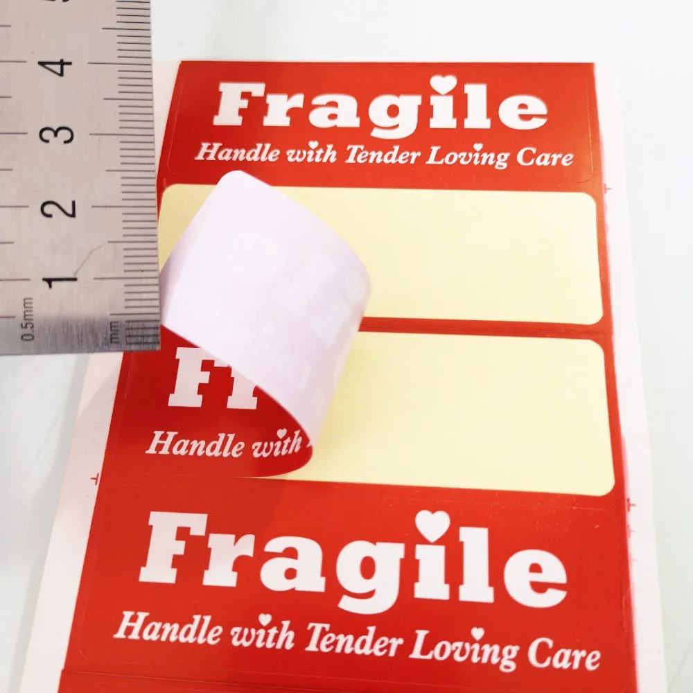 300pcs 76x25mm FRAGILE HANDLE ME WITH TENDER LOVING CARE Paper Label Sticker for Package Delivery Transport Damage Reminder