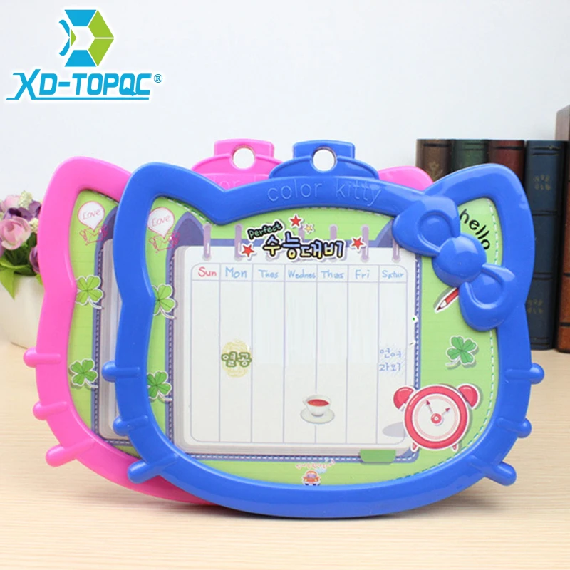 XINDI 16.5cm*19 cm Whiteboard Cartoon Dry Wipe Pink Blue Cardboard Drawing Kids White Board Hanging Erase Board With Pen WB65