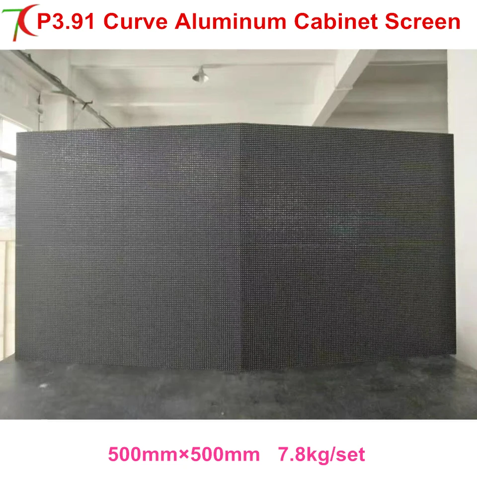 Curve led display P3.91 500*500mm waterproof die-casting aluminum rental cabinet screen