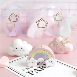 Resin Kawaii Photo Clip Note Clip Creative Cute Cartoon Cloud Message Clip Business Card Clip Desktop Decorative Small Ornaments