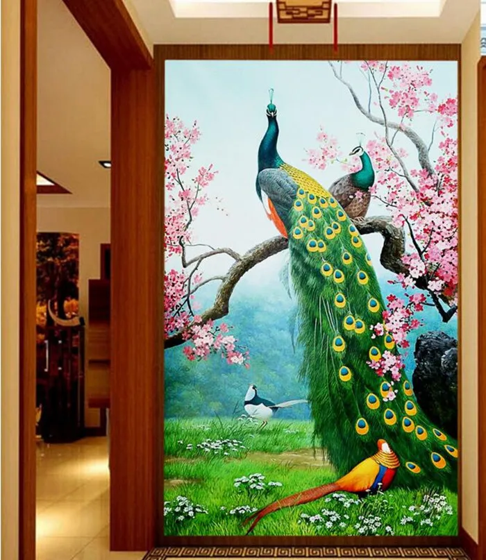 

Custom 3D murals,The Colorful Peacock bird entrance papel de parede,hotel restaurant living room sofa TV wall bedroom wallpaper