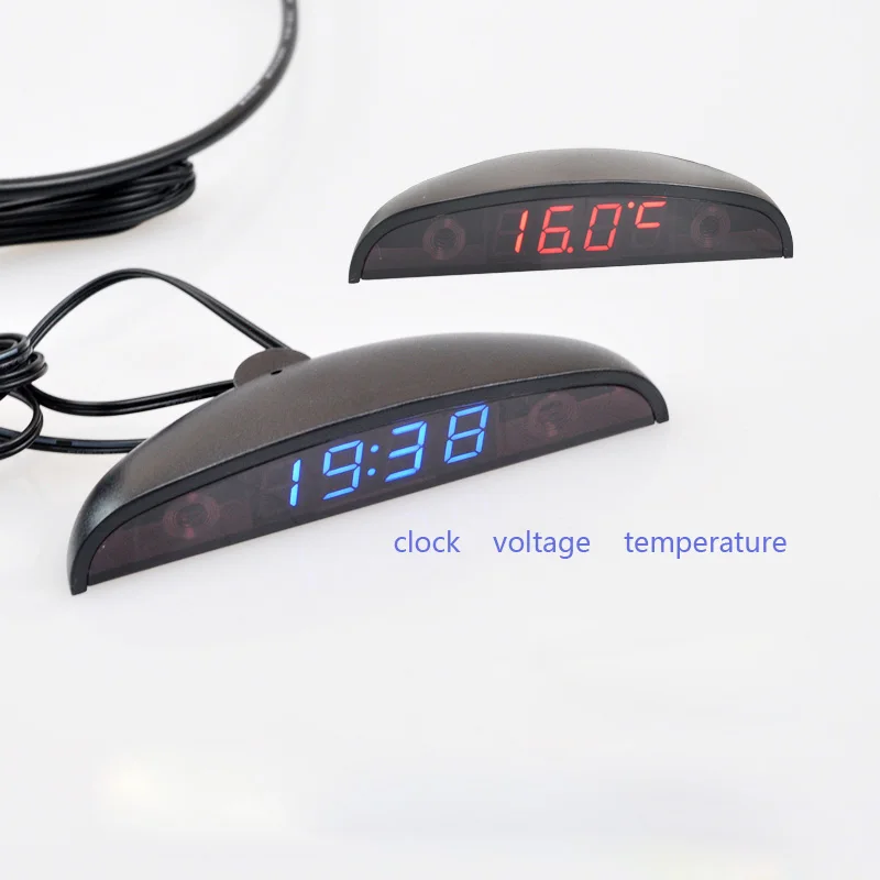 Compact DIY Digital LED Clock Kit 4-digit Light Control Temperature Date Time Display Transparent Half moon for indoor outdoor