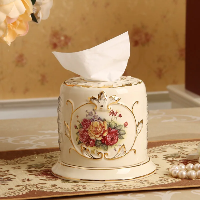 Authentic Luxury C upscale gilt ceramic creative home tissue box pumping tray decorations retro furnishings