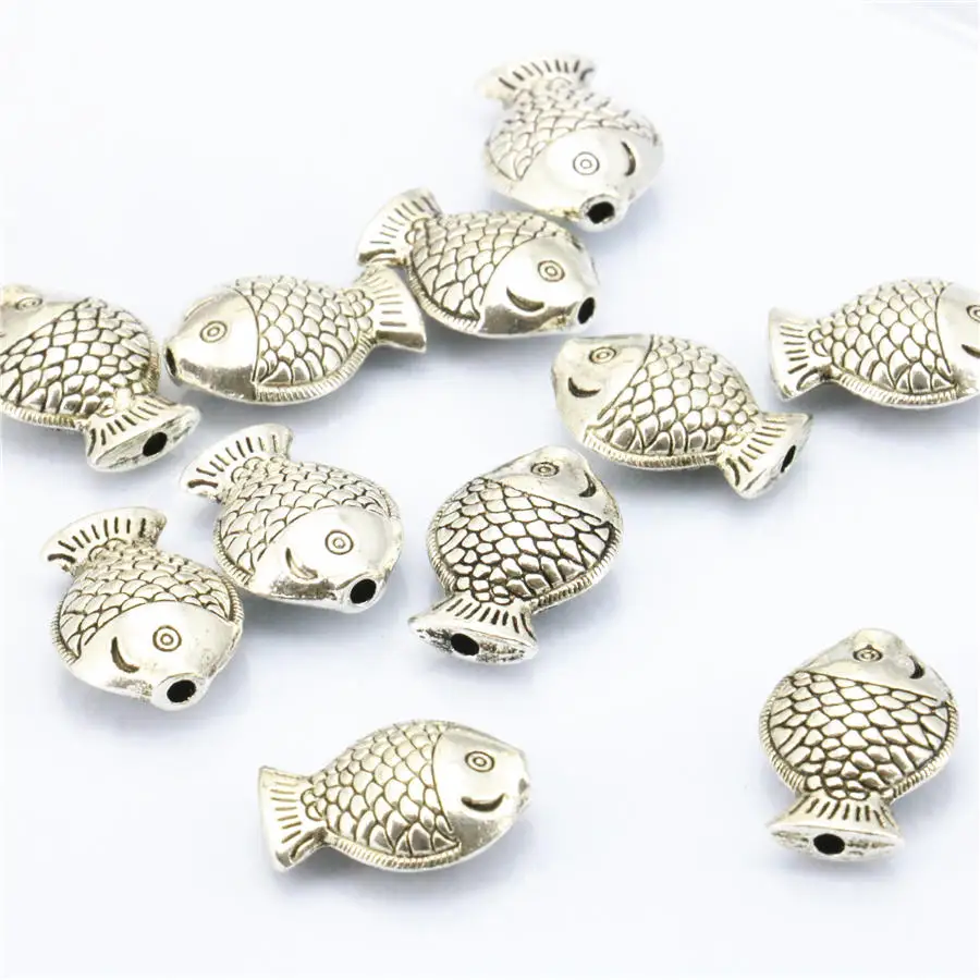 

5PCS Accessories Copper Metal Lucky Fish DIY Loose Bracelet Necklace Finding Jewelry Making Women Girls Gifts 14x15mm Crafts