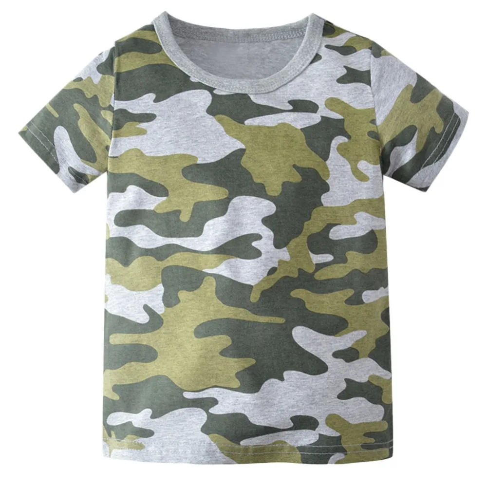 BINIDUCKLING Summer Kids Boys Clothing Set Short Sleeve T-Shirt Shorts Outfits Camouflage Printed Cotton Children Clothes