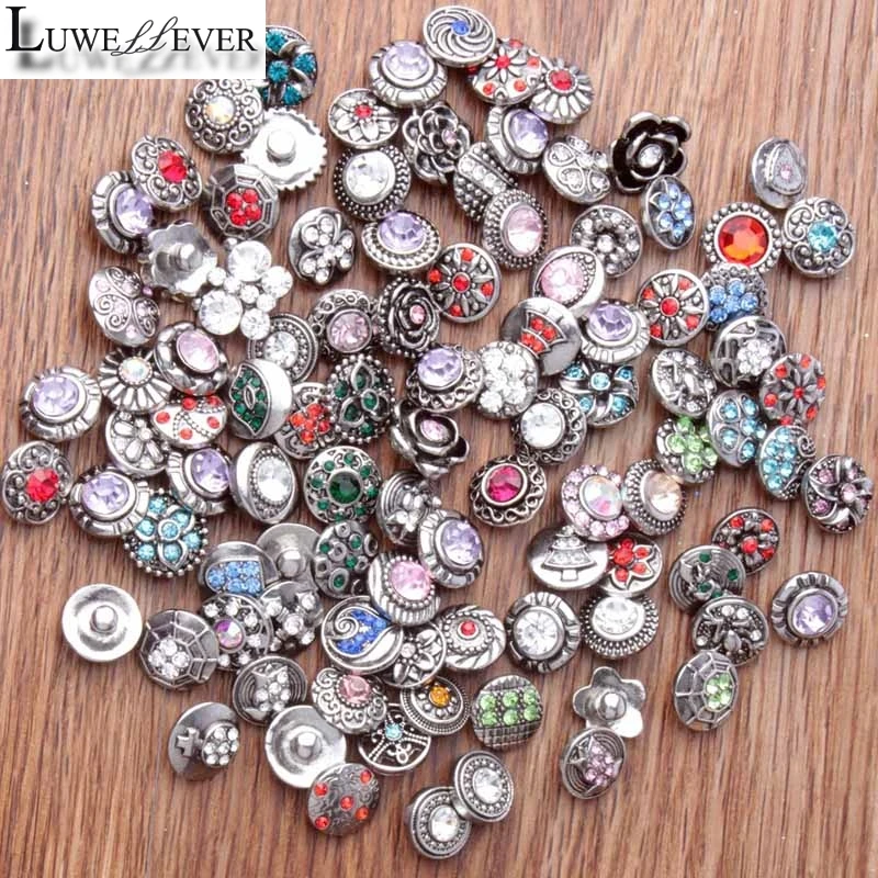 Mixed Sale Jewelry Components 18mm 12mm Metal Snap Button Charm Findings Women Gift DIY Components Fit Interchangeable Jewelry