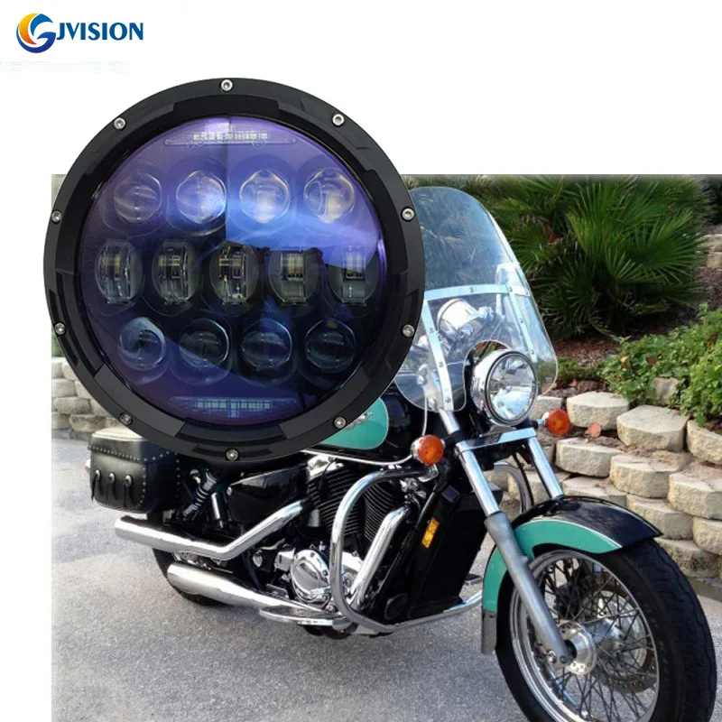 Round 130W 7Inch LED Headlight Halo Ring Angel Eyes DRL  H4 LED Driving Lights For H-arley Street Glide Softail FLHX FLD