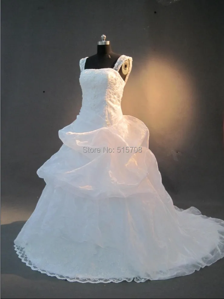 Real foto vestidos de casamento sem alças com alças rendas até applique organza tribunal trem a linha igreja jardim vestido de noiva