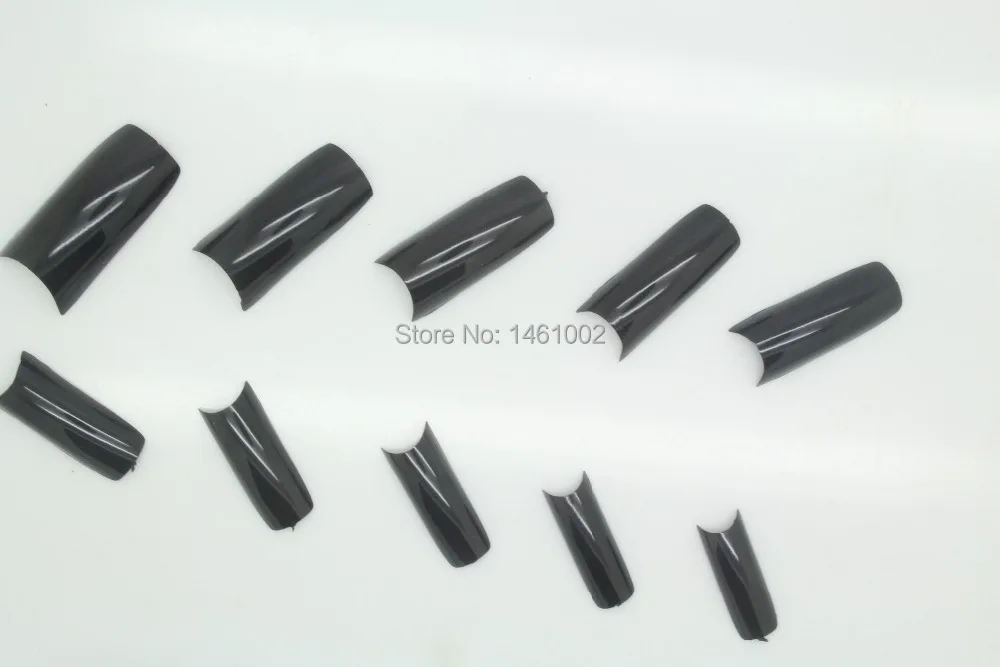 500pcs/lot French Style False Fake Acrylic Nails Half Artificial Balck color Tips Nail Art free shipping