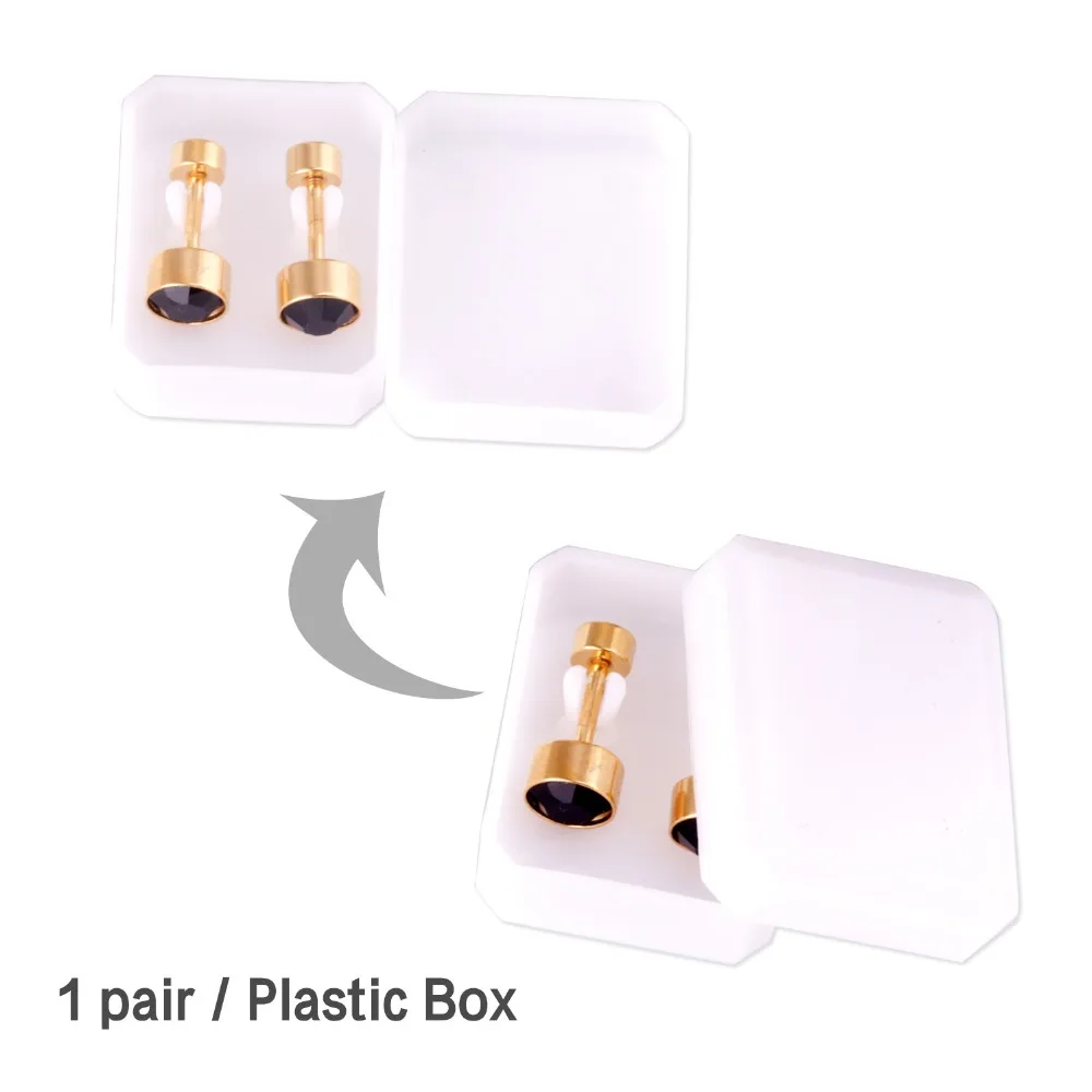 LUXUSTEELBlack Color Crystal Ear Screw Stud Earring Jewelry Stainless Steel Earring Fashion Jewelry For Women/Girl