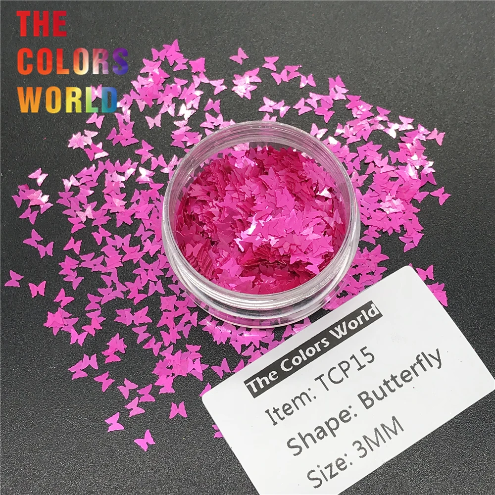 TCT-210  Butterfly Solvent resistant Color 3MM Shape Glitter Nail Art Decoration Nail Polish Body Glitter Makeup DIY Decoration