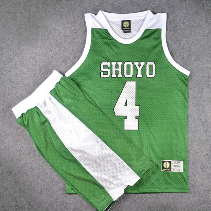 Shoyo High School Kenji Fujima No.4 Sport Uniform Cosplay Costume School Basketball Team Uniform Set Tops + Pants