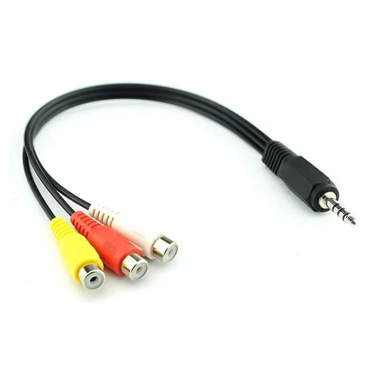 High Speed  3.5 mm Male Jack To 3 RCA Female Plug Adapter Audio Converter Video AV Cable Wire Cord  2.5mm to RCA  Wholesale