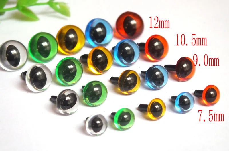 7.5mm-12mm Transparent Amigurumi Animals Eyes/ Cat Eyes/ Safety Eyes / Come With Washers