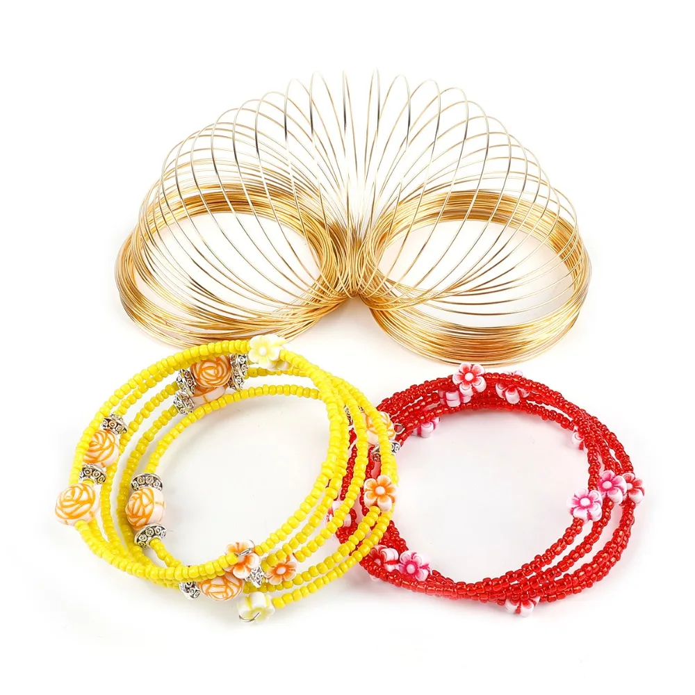 Wholesale 100 Loops 0.6mm Thick Memory Beading Steel Wire for DIY Jewelry Findings Bangle Bracelet Creative Handicraft Making