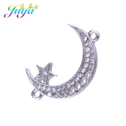 Juya DIY Islamic Jewelry Making Supplies Allah Crescent Moon Star Connector Accessories For Handmade Muslim Qamis Jewelry Making