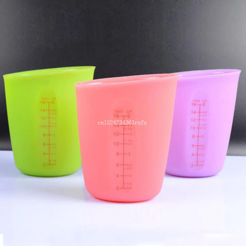 

50pcs 250ml 500ml Measuring Cups Heat Resistant Kitchen Tools Soft Silicone Measuring Tools For Baking Coffee Tea