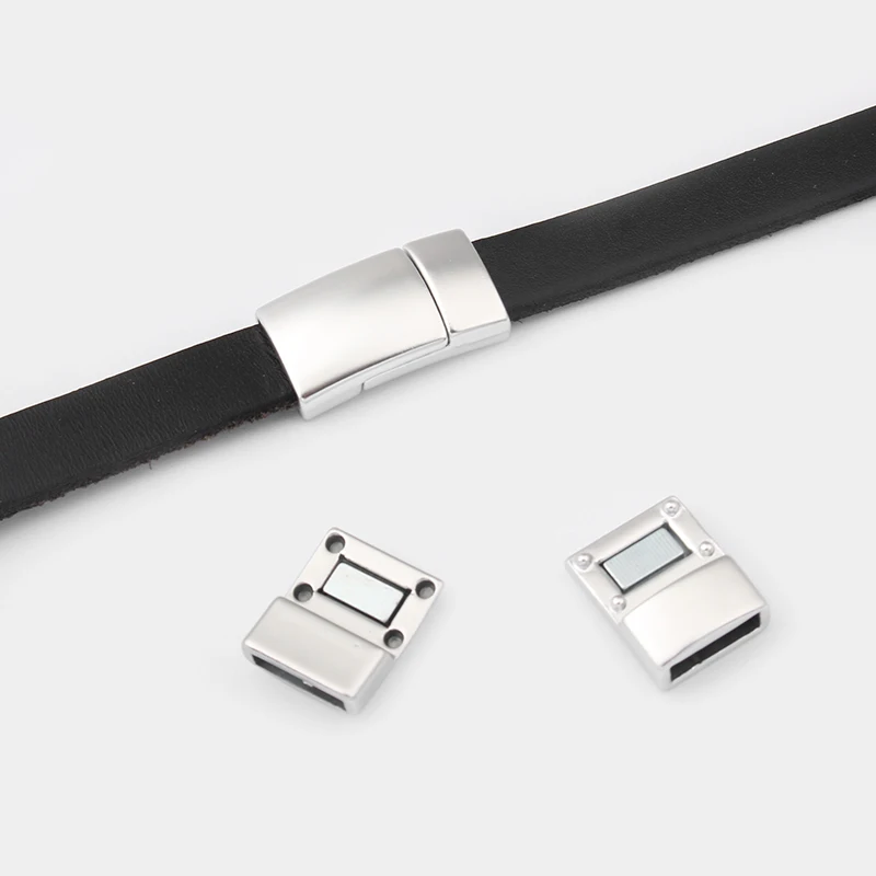 3Sets Gold/ Silver Color 11x3mm Flat Magnetic Clasp for 5mm 10mm Flat Leather Cord Bracelet DIY Jewelry Findings magnet clasps