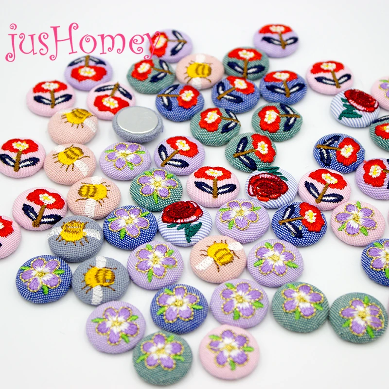 20PCS Mixed Colors Embroidery Fabric Covered Buttons 0.78\