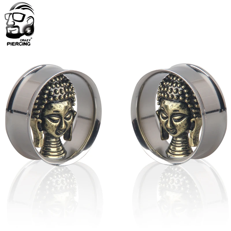 Buddah Face 316L Steel Ear Guage  Ear Plugs and Tunnels Earrings Ear Expander Ear Gauges Plugs Piercing Body Piercing Jewelry