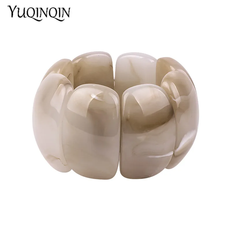 Classic Resin Cuff Fashion Big Bracelets Bangles for Women Stretch Acrylic Wide Geometric Bracelets Female Charm Simple Jewelry - view 4
