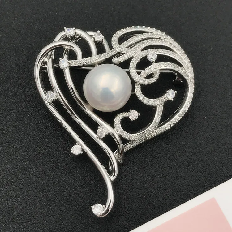 Women Handmade DIY Pearl Breastpin Fittings Plated Color Pearl Brooch Components Silver&Gold Color 3Pcs/Lot