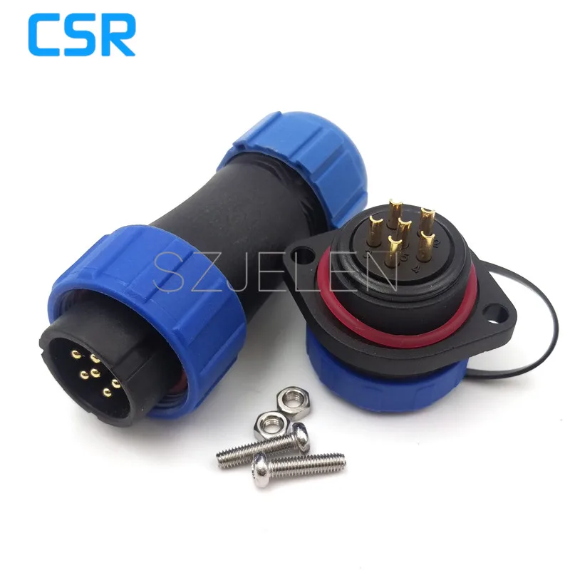 SP2110, IP68 Electrical Waterproof Welding Cable Connectors 6 Pin Male And Female ,Screws Panel Mounting Waterproof Connector