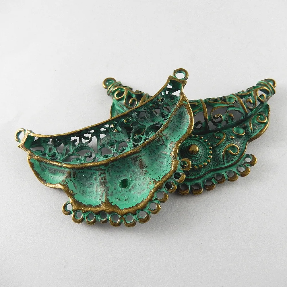 GraceAngie 5pcs Antiqued Green Bronze Tone Alloy Fashion Charm Connector Decor Jewelry Necklace Accessories Hot 67*45*6mm 52016