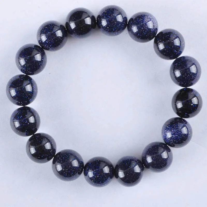 12MM Blue Goldstone Round Beads Bracelet Stretch 8 Inch Jewelry G581