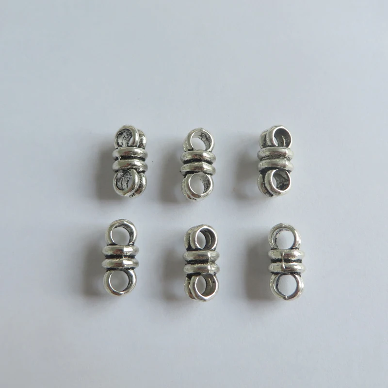 30pcs Antique Double Holes Slider Spacer Beads For Diy 3mm Round Leather Cords Bracelet Jewelry Making Accessories Wholesale