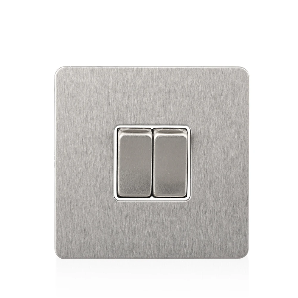 

Silver Stainless Steel Panel Electrical Switch 86 type Wall Switch 1 GANG/ 2 GANG/ 3 GANG