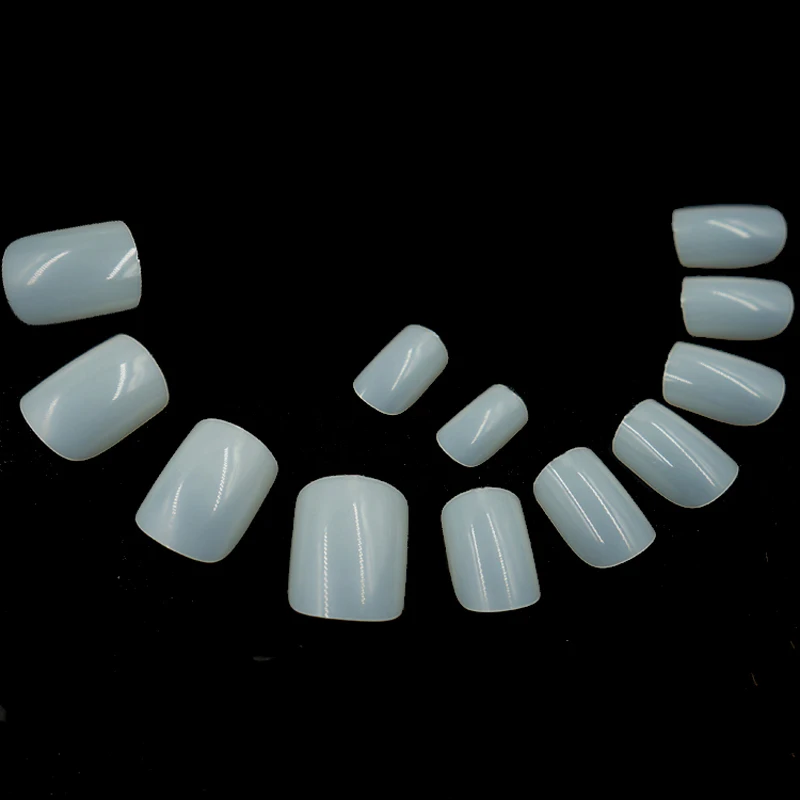 600pcs False Nails Short Square Head Fake Nails Classic Nude Nature White Clear Coffin Full Cover Nails Art Tips Flat Unha