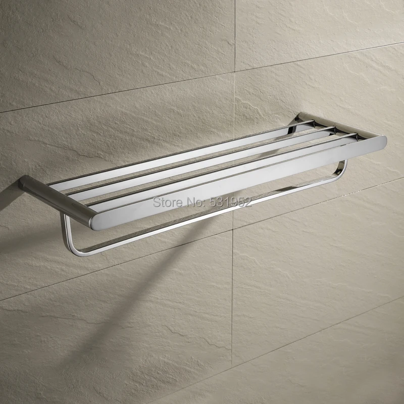 Bathroom Bath Towel Rack SUS304 Stainless Steel Towel Bar 23 Inch Wall Mount Shelf Rustproof Polish Bathroom Shelves