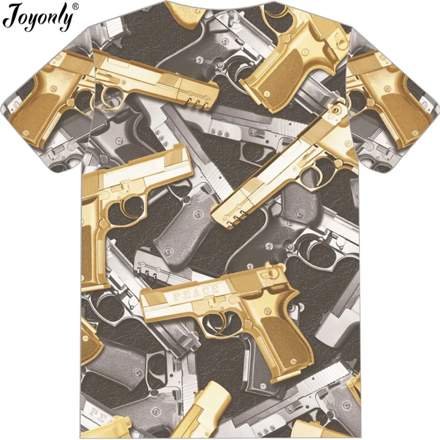 Joyonly Boys Girls Cool Design 3D Printed T-shirts Black Gold Gangsta Gun Camisetas Tees 2018 Summer Tops Children T Shirt