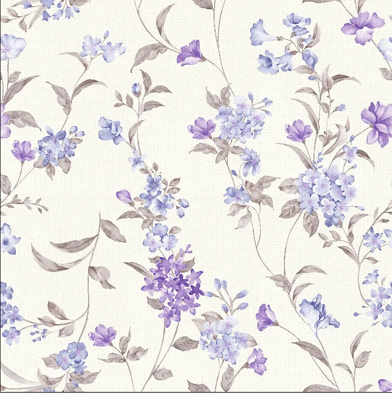 LEO & LIN White purple Leaf Fabric Sewing Skirt Fashion Small Floral Chiffon European Digital Printing Fabrics 50cm