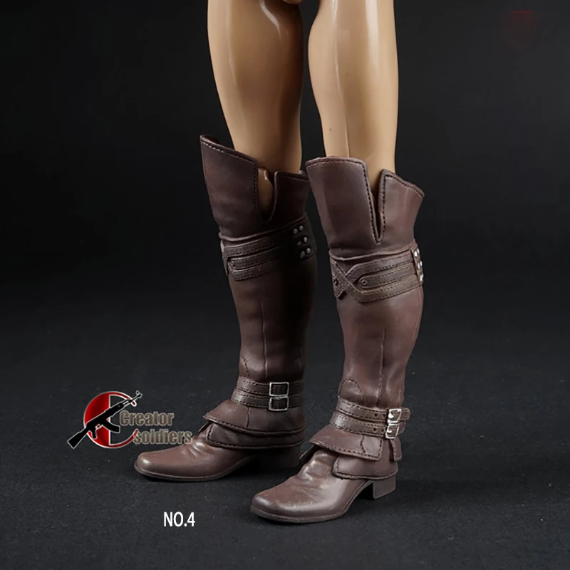 Black/Brown 1/6 Scale Clothes Accessories Men's Boots Shoes High Tube Male Combat Boots For 12inch Hot Toys Soldier Figure Body