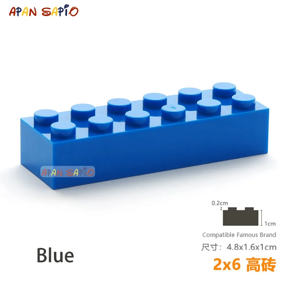 5pcs/lot DIY Blocks Building Bricks Thick 2X6 Educational Assemblage Construction Toys for Children Size Compatible With Brand