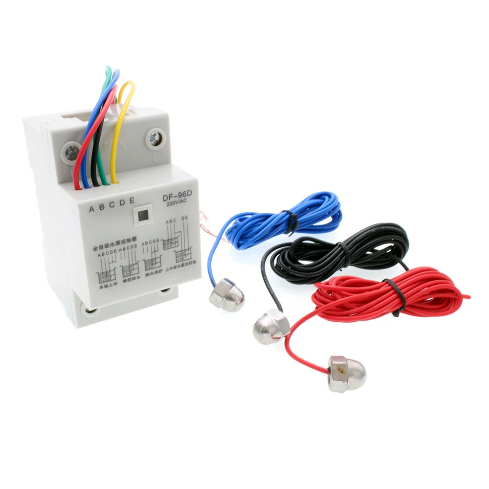 

AC 220V 10A 110V EDF96D Din Rail Mount Float Switch Auto Water Level Controller Water Pump Controller With 3 Probes