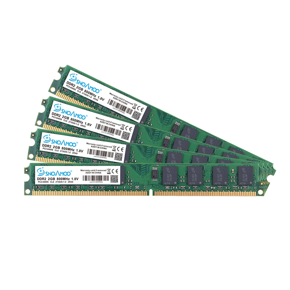 SNOAMOO Desktop PC RAMs DDR2 1G/2GB 667MHz PC2-5300s 800MHz PC2-6400S DIMM Non-ECC 240-Pin 1.8V For Intel Computer Memory