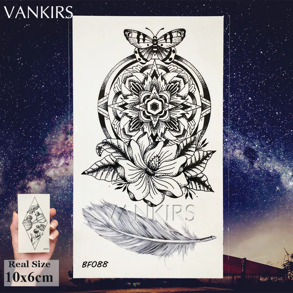 Picture 5: VANKIRS Cute Pineapple Tattoo Stickers Fake Black Women Henna Totem Temporary Tattoo Indians Body Arm Girls 3D Waterproof Tatoos