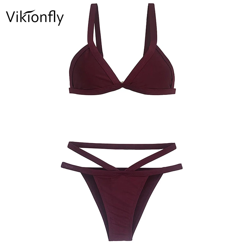 Vikionfly Sexy Micro Bikini Bandage Swimwear Women 2021 Triangle Padded Swimsuit Thong Bathing Suit Swimming Suit Biquini Set