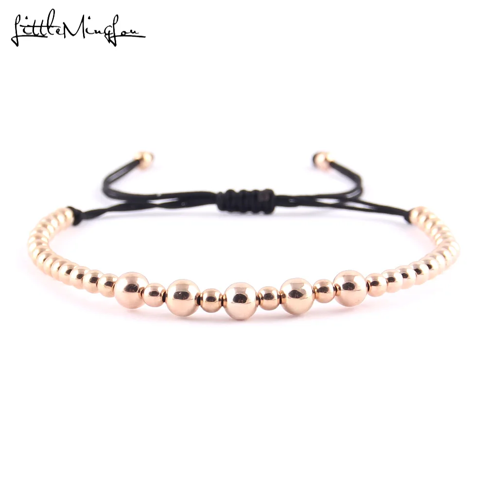 Fashion Copper Beads Couple Bracelet For Lovers Handmade Braided Macrame Men Bangles For Women Party Gift Jewelry